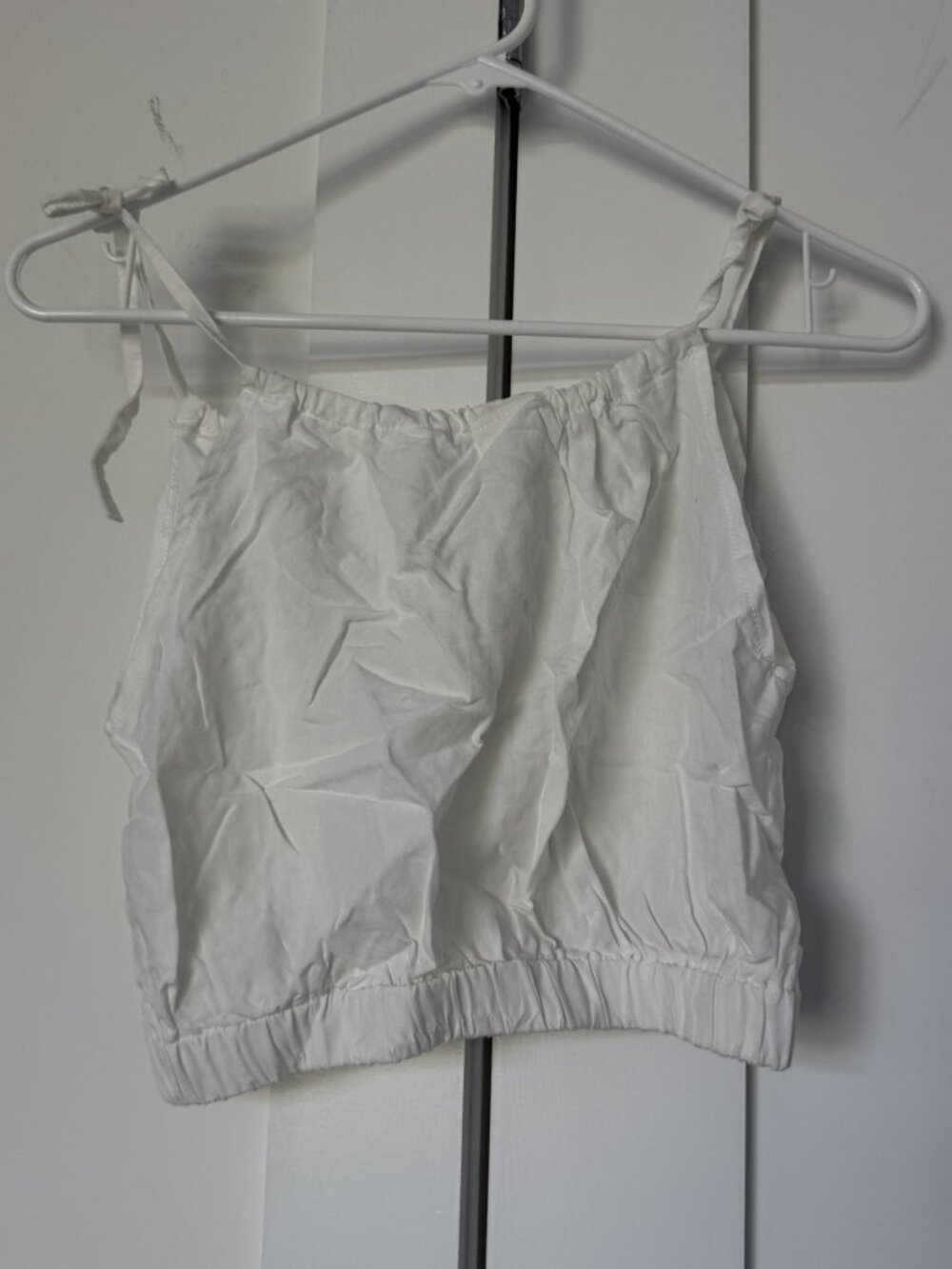 Tie Strap Cropped Cami White